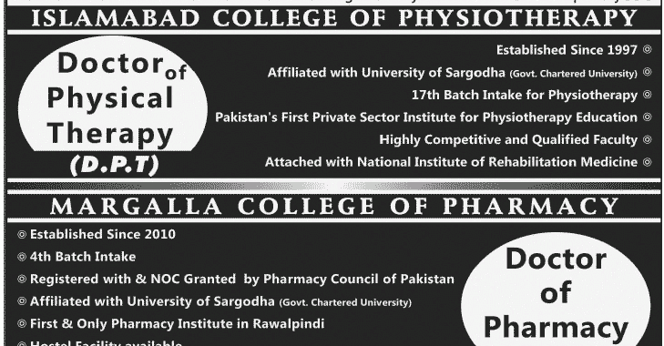 Margalla College of Pharmacy Rawalpindi Pharm.D Admissions 2014