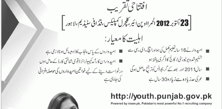 Shahbaz Sharif Punjab Youth Internship Program 2012