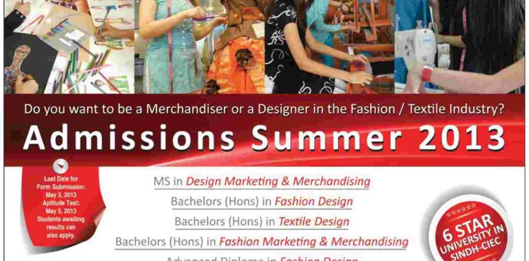 Iqra University Asian Instiitute of Fashion Designing Summer Admissions 2013