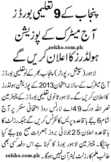 Lahore Board 10Th Class Result 2013 2