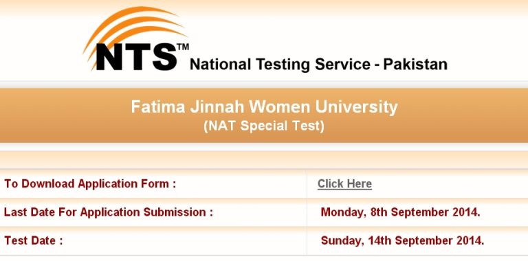 Fatima Jinnah Women University Nts Admission Test 2014