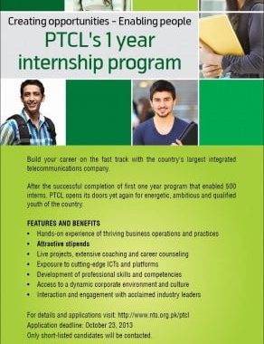 PTCL Paid Internship Program 2014-2015 NTS Test Results