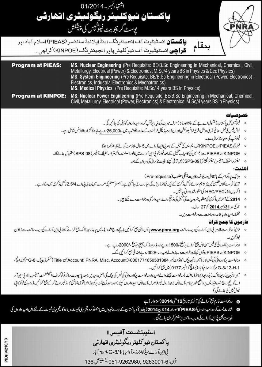 Pnra Islamabad Admission 2014 