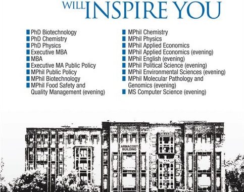 Forman Christian College FCC Postgraduate Admission 2017