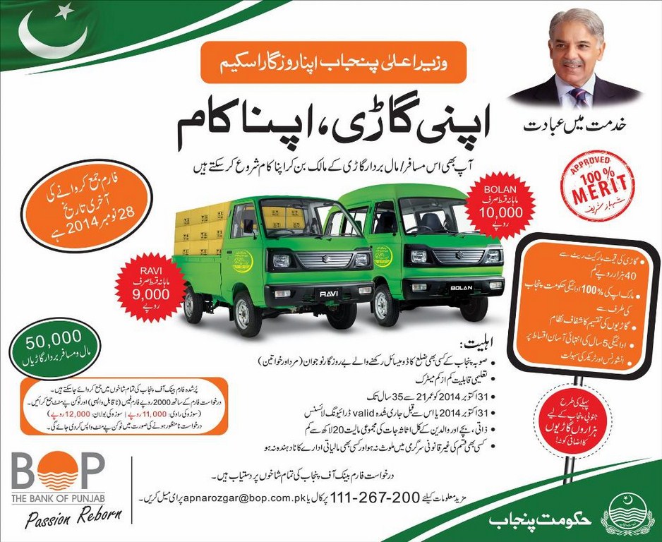 CM Punjab Carry Truck Loader Scheme 2014-2015 Forms