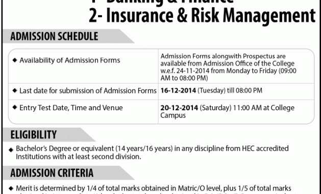 Punjab university Hailey College MBA Evening Admission 2015-2014