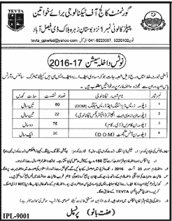Government Staff Training College Peoples Colony DAE Admission 2017