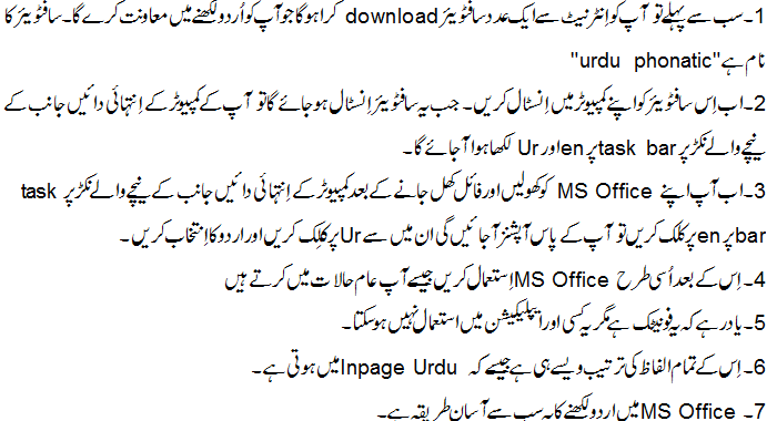 How To Write Urdu In MS Word 2007, 2010, 2013