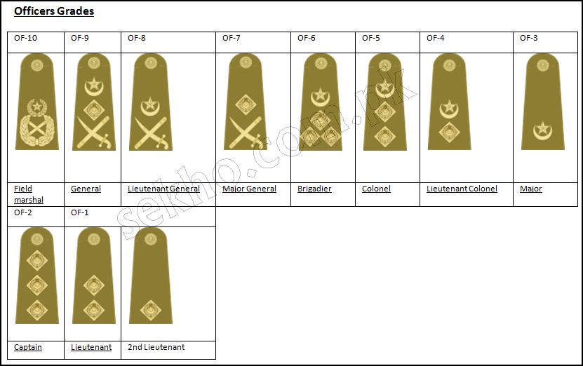 Pakistan Army Ranks And Badges With Salary Pay Scale