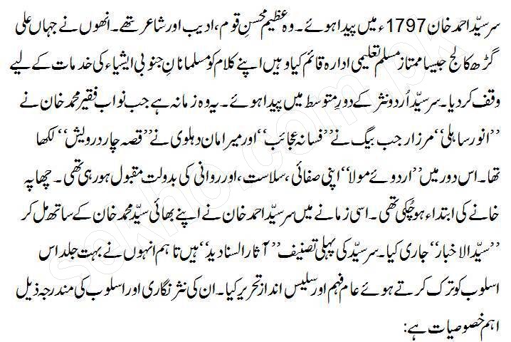 Sir Syed Ahmed Khan Essay In Urdu Sekho Com Pk