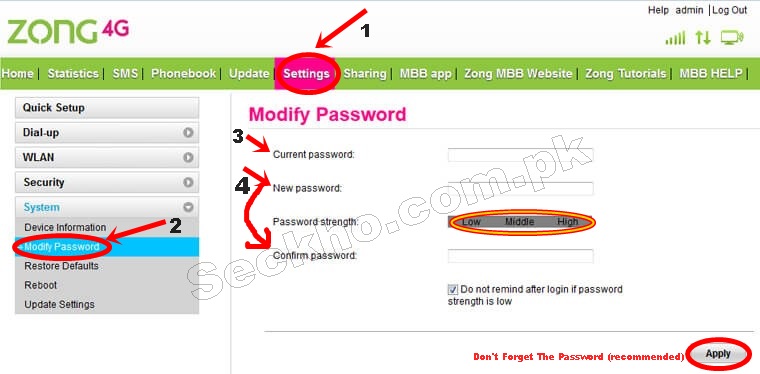 Change Zong Wifi Password 4G Device Tutorial