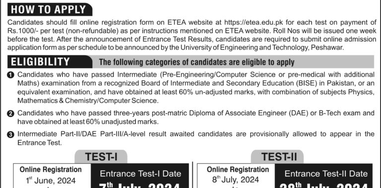 UET Peshawar Entry Test