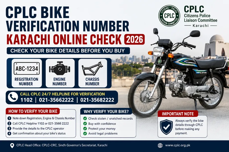 CPLC Bike Verification Number Karachi Online Check