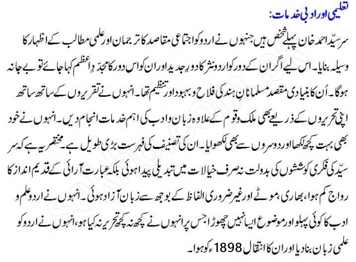 Sir Syed Ahmed Khan Essay In Urdu