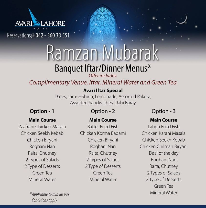 Avari Iftar Buffet Lahore