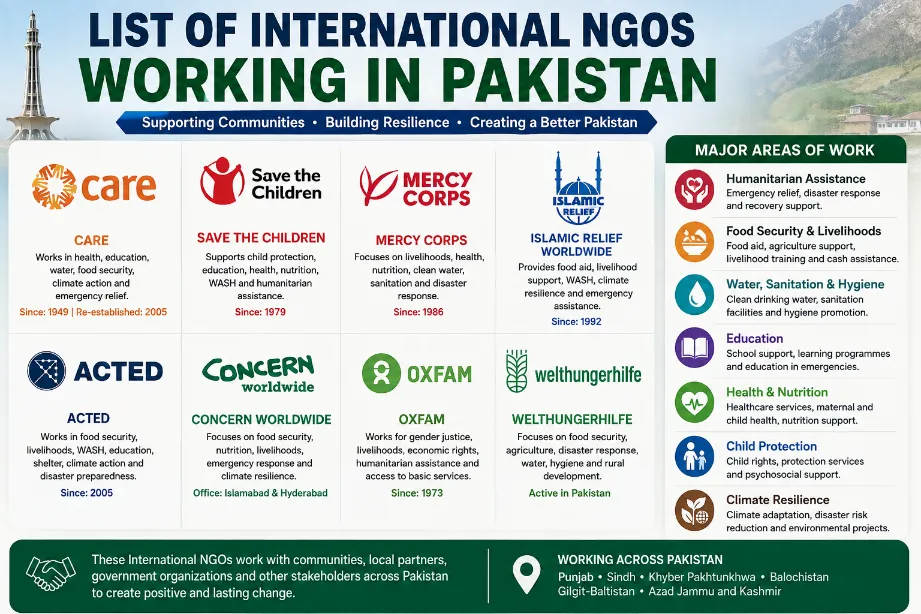 List Of International NGOS Working In Pakistan