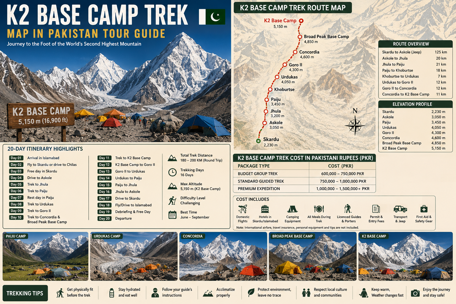 K2 Base Camp Trek Map in Pakistan