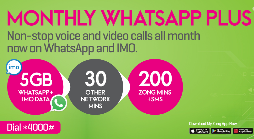 Zong Monthly Whatsapp Plus
