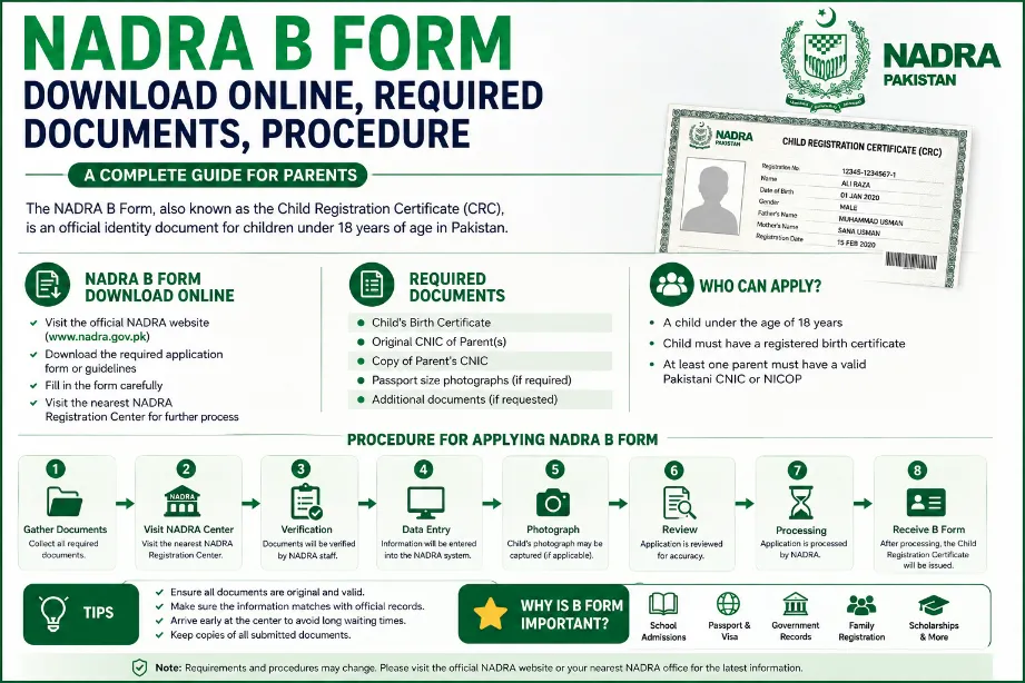 NADRA B Form Download Online