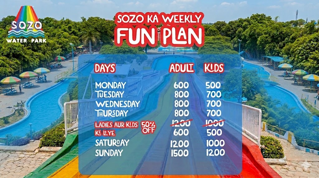 Sozo Water Park Lahore Ticket Price