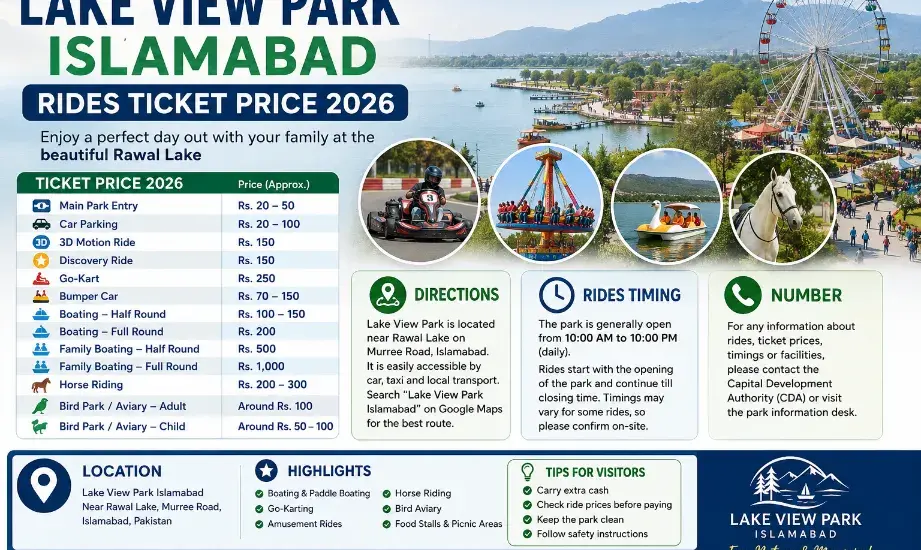 Lake View Park Islamabad Rides Ticket Price