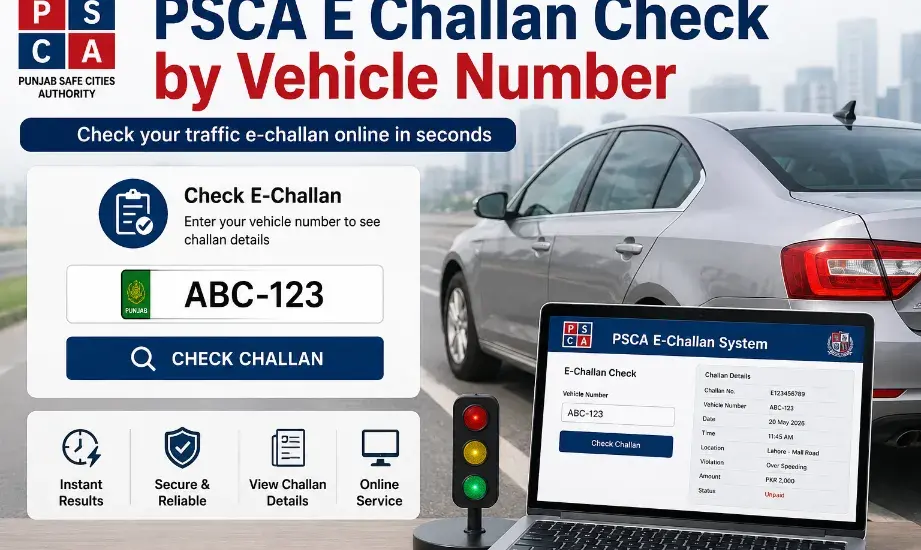 PSCA E Challan Check by Vehicle Number