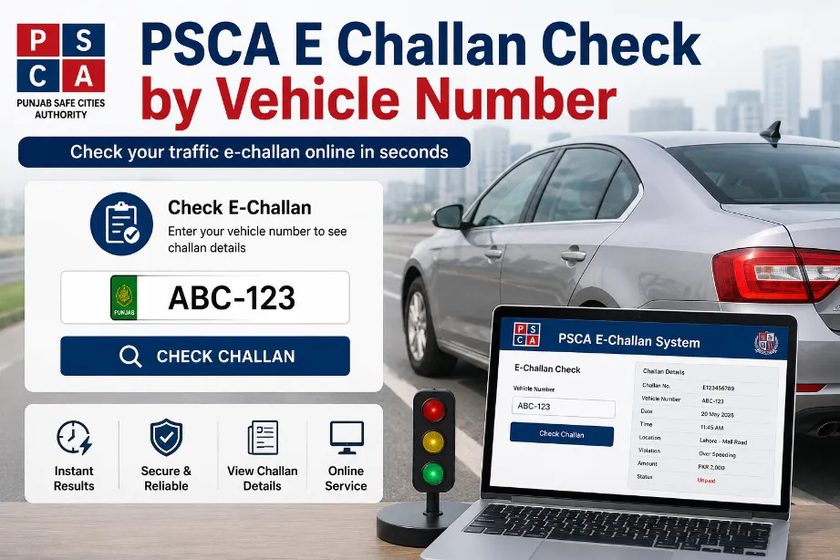 PSCA E Challan Check by Vehicle Number